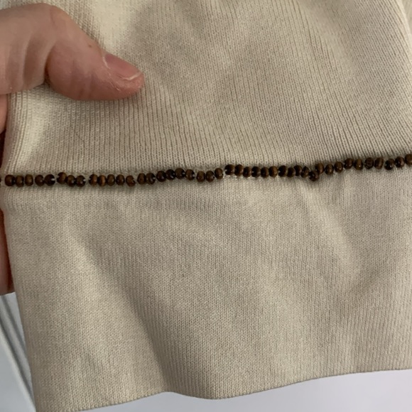 Due Per Due Polynesian Escapade ecru silk blend cardigan with wood bead trim - Picture 5 of 10